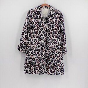 Joie Open Front Jacket Blazer Size Med 100% Linen Leopard Print